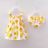 NEW Newborn Baby Girls Clothes Sleeveless Dress+Briefs 2PCS Outfits Set Striped Printed Cute Clothing Sets Summer Sunsuit 0-24M