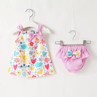 NEW Newborn Baby Girls Clothes Sleeveless Dress+Briefs 2PCS Outfits Set Striped Printed Cute Clothing Sets Summer Sunsuit 0-24M