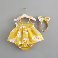 NEW Newborn Baby Girls Clothes Sleeveless Dress+Briefs 2PCS Outfits Set Striped Printed Cute Clothing Sets Summer Sunsuit 0-24M