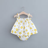 NEW Newborn Baby Girls Clothes Sleeveless Dress+Briefs 2PCS Outfits Set Striped Printed Cute Clothing Sets Summer Sunsuit 0-24M