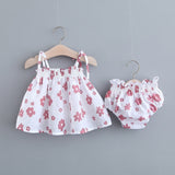 NEW Newborn Baby Girls Clothes Sleeveless Dress+Briefs 2PCS Outfits Set Striped Printed Cute Clothing Sets Summer Sunsuit 0-24M