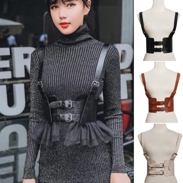 Steampunk Women's Strap Harness Vintage Waist Cincher with Straps Wide Corset Belt Apparel Accessories Belts