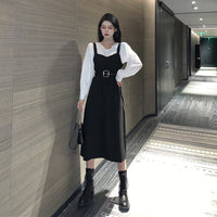 Office Lady Midi Dress Women Casual Personality Elegant Party plus size Dress Autumn O-neck Long Sleeve One-piece Dress Korean