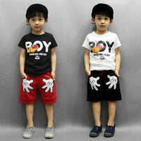 Kid Boys Cartoon Mickey Hands Clothes Set Summer Baby Short Sleeve T Shirts Top+Shorts Pant 2Pcs Girl Sport Suit Outfit Costumes