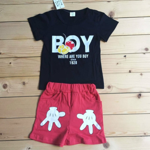 Kid Boys Cartoon Mickey Hands Clothes Set Summer Baby Short Sleeve T Shirts Top+Shorts Pant 2Pcs Girl Sport Suit Outfit Costumes