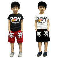 Kid Boys Cartoon Mickey Hands Clothes Set Summer Baby Short Sleeve T Shirts Top+Shorts Pant 2Pcs Girl Sport Suit Outfit Costumes