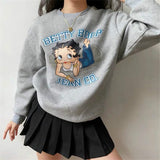 Hillbilly American Vintage Betty Boop Cartoon Printed 80s 90s Pullover Autumn Long Sleeve Cute Jackets Women Warm Sweatshirts