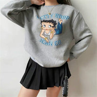 Hillbilly American Vintage Betty Boop Cartoon Printed 80s 90s Pullover Autumn Long Sleeve Cute Jackets Women Warm Sweatshirts