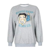 Hillbilly American Vintage Betty Boop Cartoon Printed 80s 90s Pullover Autumn Long Sleeve Cute Jackets Women Warm Sweatshirts