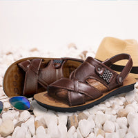 Big Size 48 Men Leather Sandals Summer Classic Men Shoes Slippers Soft Sandals Men Roman Comfortable Outdoor Walking Footwear