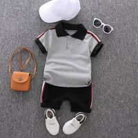 Baby Boy Clothes Sets Summer Casual Cotton Kid Top + Black Shorts Toddler Short Sleeve Golf Sports Outfits