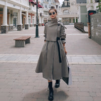 Windbreaker Female British High-End Atmosphere Superior Quality 2021 Spring Autumn Loose Casual Over Knee Trench Women Coat A56