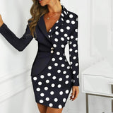 Autumn Dress 2021 NEW For Women Office Lady Plus Size Sexy Solid Turn Down Neck Long Sleeve Buttons Bodycon Work Formal Dress