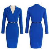 Vintage Elegant Wear to Work with Belt Peplum Dresses Business Party Bodycone Office Career Women Dress