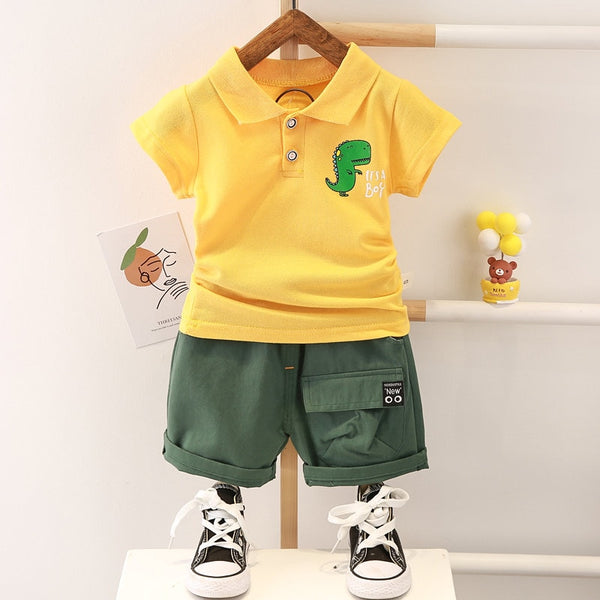 Summer Kids Fashion Baby Boys Girls Clothes Children Cotton Toddler Cartoon dinosaur T Shirts Shorts 2Pcs/sets Outfit Tracksuits