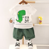 Summer Kids Fashion Baby Boys Girls Clothes Children Cotton Toddler Cartoon dinosaur T Shirts Shorts 2Pcs/sets Outfit Tracksuits