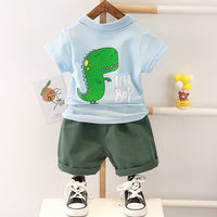 Summer Kids Fashion Baby Boys Girls Clothes Children Cotton Toddler Cartoon dinosaur T Shirts Shorts 2Pcs/sets Outfit Tracksuits