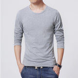 Men's T shirt 3 Basic colors Long Sleeve Slim T-shirt young men Pure color tee shirt 3XL size O neck