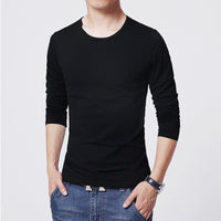 Men's T shirt 3 Basic colors Long Sleeve Slim T-shirt young men Pure color tee shirt 3XL size O neck