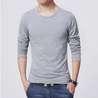 Men's T shirt 3 Basic colors Long Sleeve Slim T-shirt young men Pure color tee shirt 3XL size O neck