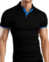 Brand New Men's T-shirt Lapel Casual Short-sleeved Stitching T-shirt for Male Solid Color Pullover Tops T-shirt