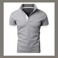 Brand New Men's T-shirt Lapel Casual Short-sleeved Stitching T-shirt for Male Solid Color Pullover Tops T-shirt