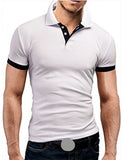 Brand New Men's T-shirt Lapel Casual Short-sleeved Stitching T-shirt for Male Solid Color Pullover Tops T-shirt