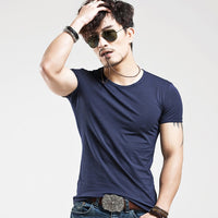 Brand New Men T Shirt Tops V neck Short Sleeve Tees Men's Fashion Fitness Hot T-shirt For Male plus Sizes