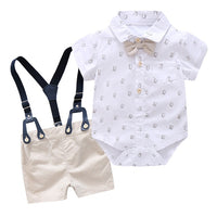 Romper Clothes Set For Baby Boy With Bow Hat Gentleman Striped Summer Suit With Bow Toddler Kid Bodysuit Set Infant Boy Clothing.