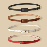 Multi-color Lady's Slender Thin Belt Square Head Pin Buckle Women Waist Belt Elastic Waist Belt Candy Color Jeans Buckle Belt