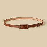 Multi-color Lady's Slender Thin Belt Square Head Pin Buckle Women Waist Belt Elastic Waist Belt Candy Color Jeans Buckle Belt