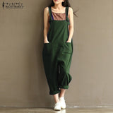 Rompers Womens Jumpsuits Casual Vintage Sleeveless Backless Casual Loose Solid Overalls Strapless Plus Size Playsuit