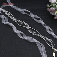 YouLaPan HP295 Flower Headwear Wedding Headband for Bride Crystal Pearls Women Tiara Bridal Headpieces Hair Jewelry Accessories