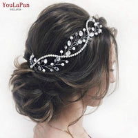 YouLaPan HP295 Flower Headwear Wedding Headband for Bride Crystal Pearls Women Tiara Bridal Headpieces Hair Jewelry Accessories