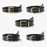 Punk Women Belt Luxury Quality Gold Buckle All-match Retro Waist Strap Jeans Trousers Casual Black Female Waistband Belts