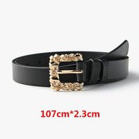 Punk Women Belt Luxury Quality Gold Buckle All-match Retro Waist Strap Jeans Trousers Casual Black Female Waistband Belts