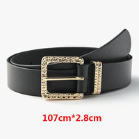 Punk Women Belt Luxury Quality Gold Buckle All-match Retro Waist Strap Jeans Trousers Casual Black Female Waistband Belts