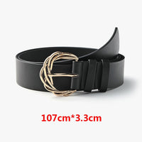 Punk Women Belt Luxury Quality Gold Buckle All-match Retro Waist Strap Jeans Trousers Casual Black Female Waistband Belts