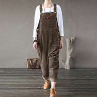 Kaftan Corduroy Overalls Womens Jumpsuits 2021 Autumn Harem Pants Casual Long Pantalon Palazzo Female Button Rompers Playsuit