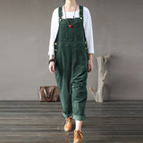 Kaftan Corduroy Overalls Womens Jumpsuits 2021 Autumn Harem Pants Casual Long Pantalon Palazzo Female Button Rompers Playsuit