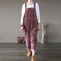 Kaftan Corduroy Overalls Womens Jumpsuits 2021 Autumn Harem Pants Casual Long Pantalon Palazzo Female Button Rompers Playsuit
