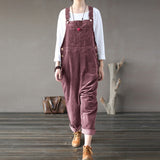 Kaftan Corduroy Overalls Womens Jumpsuits 2021 Autumn Harem Pants Casual Long Pantalon Palazzo Female Button Rompers Playsuit