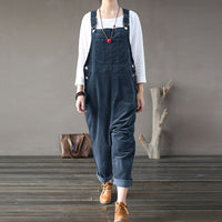 Kaftan Corduroy Overalls Womens Jumpsuits 2021 Autumn Harem Pants Casual Long Pantalon Palazzo Female Button Rompers Playsuit