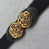 High Quality Belts for Women Black Waist Elastic Ladies Band Round Buckle Decoration Coat Sweater Fashion Dress Rice White