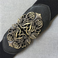 High Quality Belts for Women Black Waist Elastic Ladies Band Round Buckle Decoration Coat Sweater Fashion Dress Rice White