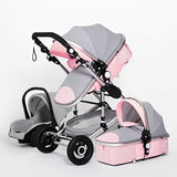 High Landscape Baby Stroller 3 in 1 With Car Seat Pink Stroller Luxury Travel Pram Car seat and Stroller Baby Carrier Pushchair