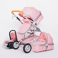 High Landscape Baby Stroller 3 in 1 With Car Seat Pink Stroller Luxury Travel Pram Car seat and Stroller Baby Carrier Pushchair