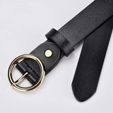 CARTELO Golden round pin buckle women fashion simple ladies trend leather belt for women's new youth brand belt