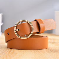 CARTELO Golden round pin buckle women fashion simple ladies trend leather belt for women's new youth brand belt