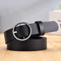 CARTELO Golden round pin buckle women fashion simple ladies trend leather belt for women's new youth brand belt